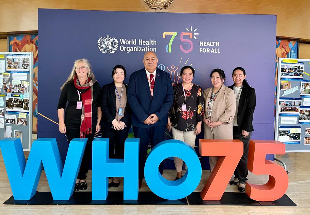 A few nurses at #RCM74 @WHOWPRO connecting with newly elected Regional Director Dr Saia Ma’u Piukala. We need to ensure country delegations bring a #nurse to share their workforce challenges @utshealth @utsSoNM @ICNurses