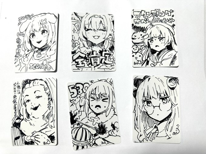 お友達の誕プレに色々描いた!!最近めのネタを織り交ぜたホロメンたちとパチュリー様🌸1発がきは緊張するけど楽しい!