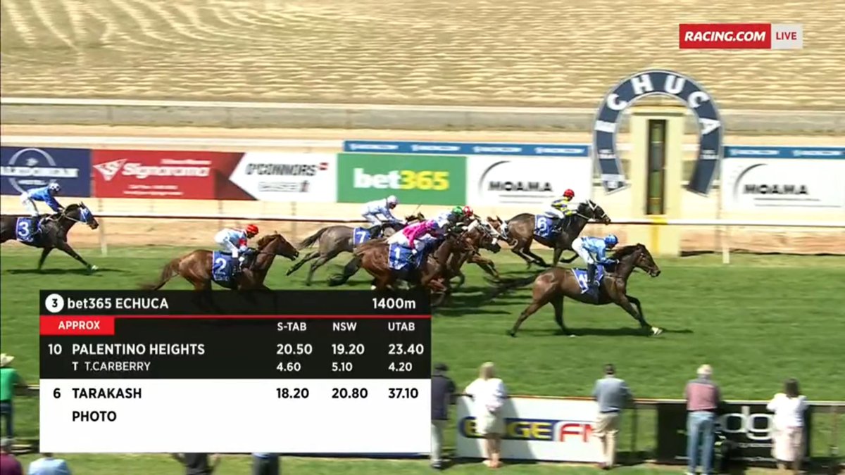 Palentino Heights wins Race 3 at Echuca.

<a href="/tdcarberry/">Thomas Carberry</a>