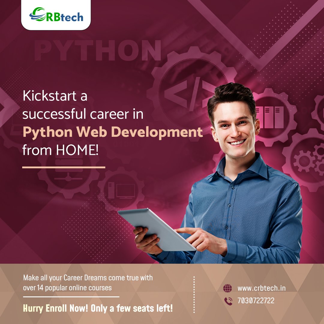 CRB_Tech's tweet image. #KickStartYourCareer in python web development today and make your professional growth your highest priority.
For more details call on 7030722722 or visit crbtech.in
#PythonOnlineCourse #PythonCertificationCourse #BestPythonCourse #PythonCourseOnline