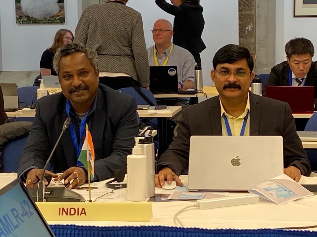 Shri N Saravanane and Dr. R Sendhil Kumar, Scientists from CMLRE, participated in the 42nd Scientific Committee Meeting of the Convention for the Conservation of Antarctic Marine Living Resources (CCAMLR) held in Hobart, Australia from 16 to 27 October 2023.