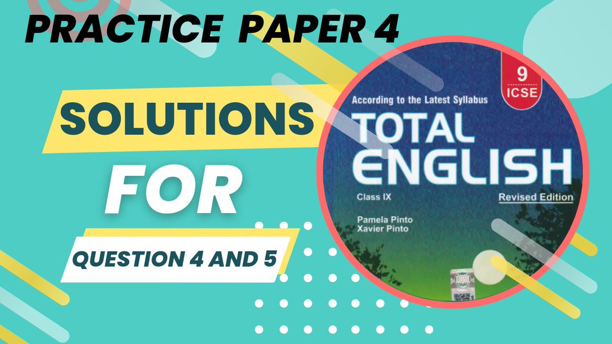 OpenIdeaChannel's tweet image. 📚🎥 Exciting news for ICSE Class 9 students! Check out our latest video on &quot;Total English for Class 9: Solutions for Practice Paper 4c, Questions 4 and 5.&quot; Get a step closer to acing your English studies. Watch now: youtu.be/Swc0tc78Cnc?si… 📖👨‍🏫 #ICSEClass9 #EnglishSolutions
