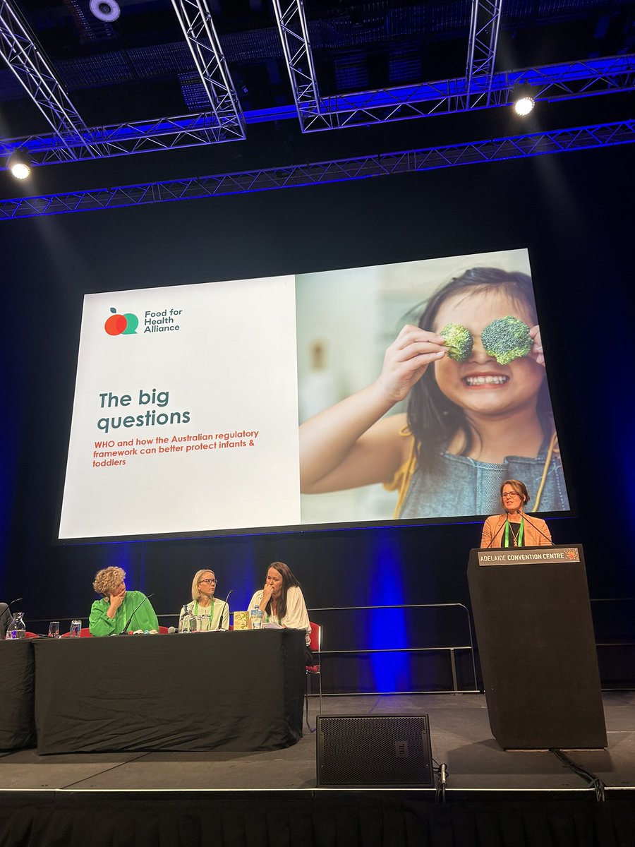 Drcafleming's tweet photo. Well that was fun! Thanks to my wonderful co-presenters for a great symposium outlining how infant and toddler foods are not as good as they look and the crucial role govt regulation needs to play to protect parents and children @kiwischmidtke #ANZOS23 https://t.co/cdfBQIrojp