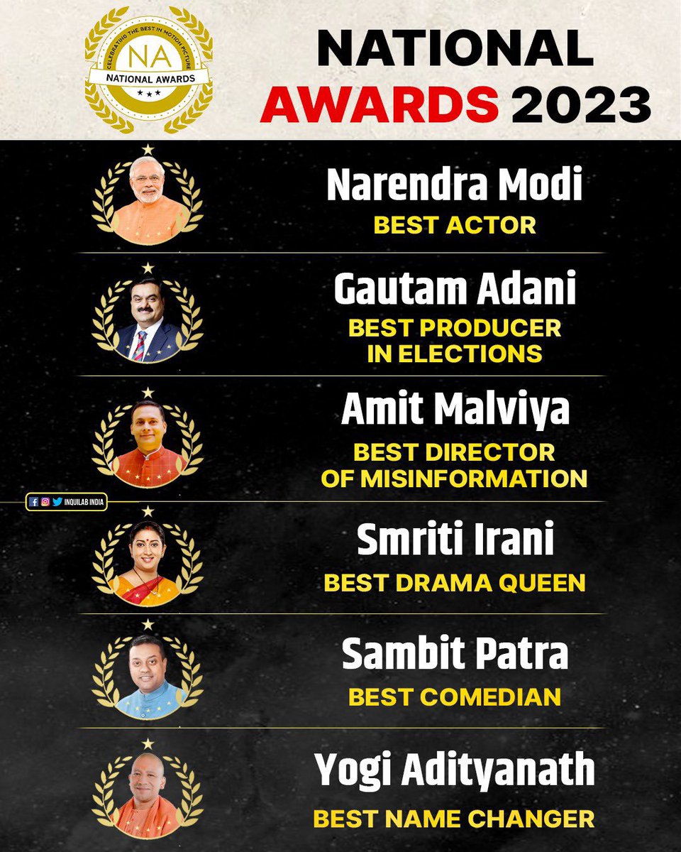 As we near to end of 2023, Here you go with the #NationalAwards2023 👇