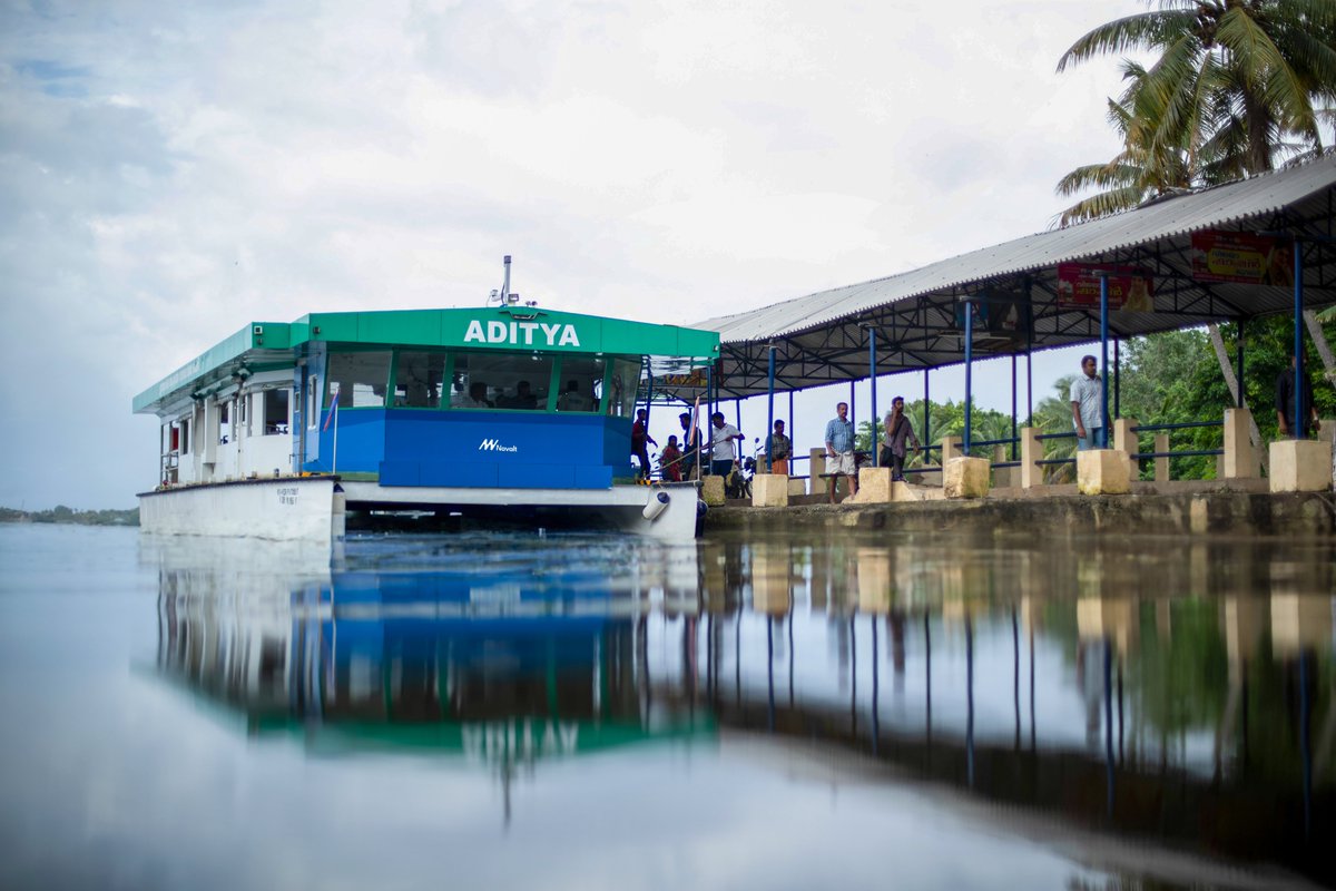 NavaltBoats's tweet photo. A picture-perfect day on 'Aditya' India's First Solar Ferry, ensuring every passenger's trip between Vaikom and Thavanakadavu is as green as it gets.

#aditya #navalt #solarboat #indiasfirstsolarferry #boat #ferry #alappuzha #kochi #kerala #keralatourism #eco https://t.co/Bg5972UDaZ