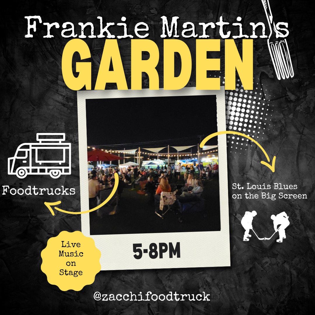 We're at @fm_garden
Thursday night, October 19th from 5-8pm 🔥
It's a great night for everyone!

 #foodtruckstl #frankiemartinsgarden #stlblues     #cottlevillemo #stlfoodtrucks #stlfoodscene #stlblues     #HockeyTwitter #Foodies