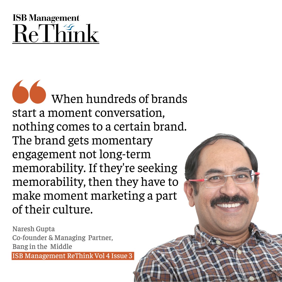 ISB Management ReThink (@isbmgmtrethink) on Twitter photo Riding the wave may not lead the brands to the finish line they envision with moment marketing. Understand moment marketing with Naresh Gupta, tune into the #Podcast lnkd.in/d9EF4CVq
#rebranding #rethink #marketing
<a href="/ISBedu/">Indian School of Business (ISB)</a> <a href="/ISB_CEE/">ISB Executive Education</a> <a href="/TheISBAlumni/">ISB Alumni Association (ISBAA)</a> Riding the wave may not lead the brands to the finish line they envision with moment marketing. Understand moment marketing with Naresh Gupta, tune into the #Podcast lnkd.in/d9EF4CVq
#rebranding #rethink #marketing
<a href="/ISBedu/">Indian School of Business (ISB)</a> <a href="/ISB_CEE/">ISB Executive Education</a> <a href="/TheISBAlumni/">ISB Alumni Association (ISBAA)</a>