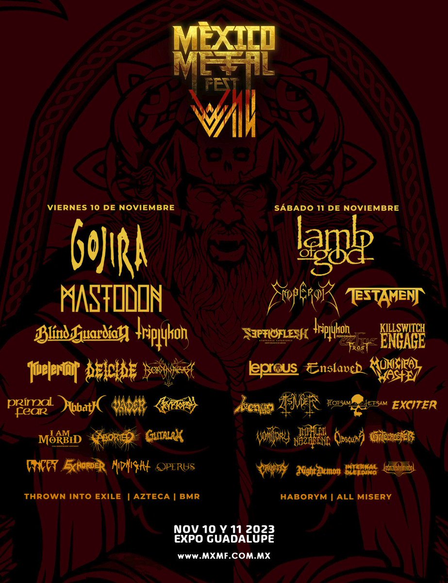 ProduccionTour's tweet photo. Estamos a unas semanas de vivir la experiencia Metalera mas esperada del Año @mexicometalfest 
Si aún no tienes tus boletos, corre a nuestros puntos de venta Oficiales https://t.co/bhzjLRFHYR