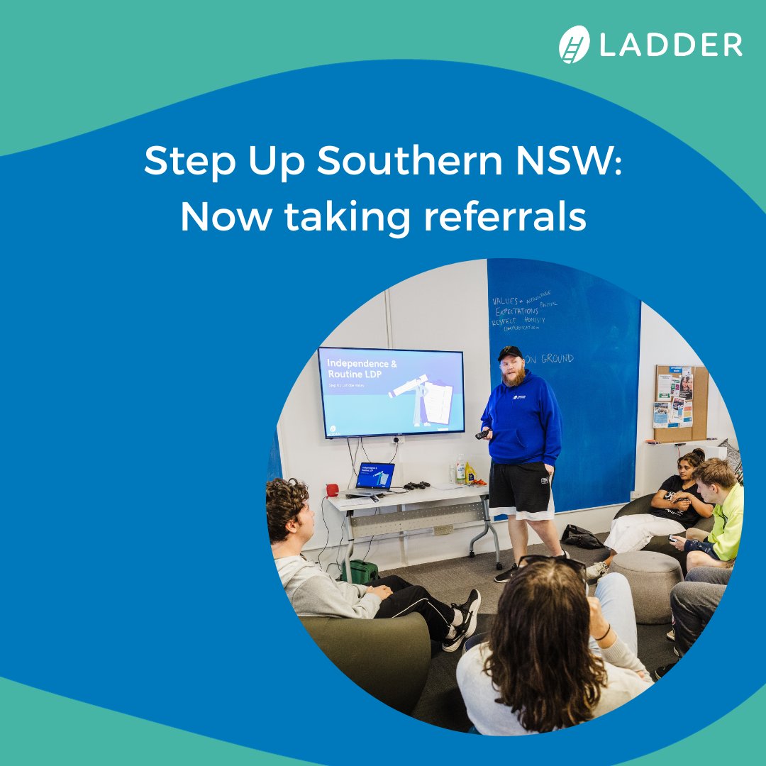 We are excited to deliver Step Up Southern NSW. This pilot program aligns to our existing programs that have been successfully delivered in communities across Australia and will mirror Ladder Step Up Sydney. Find out more and make a referral at ladder.org.au/step-up-southe…