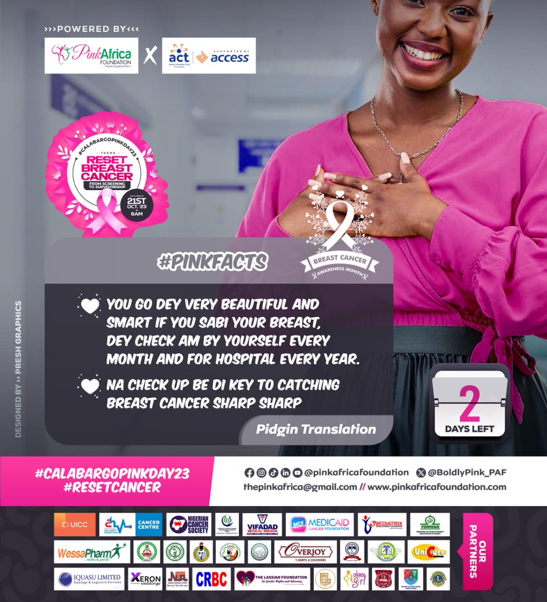 BoldlyPink_PAF's tweet photo. Early detection = monthly SBE + annual breast checkup.
#CalabarGoPinkDay23 #RESETCancer #BreastCancerAwarenessMonth https://t.co/tZria9gvjE