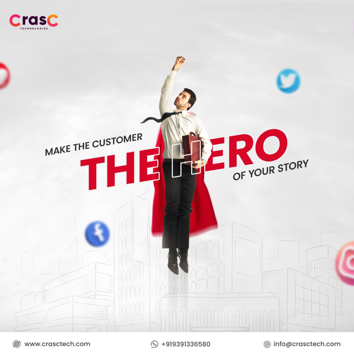 🕶Make the customer the hero of your story 👊

🤠It's all about making our #customers the stars of their own #success stories! At #crasctech, you're the hero of the journey. 🦸‍
#crasctech #digitalmarketing #socialmediamarketing #customersfirst #customersuccess #digitalworld