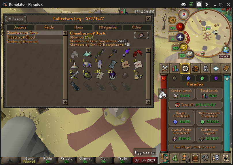 Hit 2,000 normal COX today! Here is the log =p Still grinding for the pet ='/