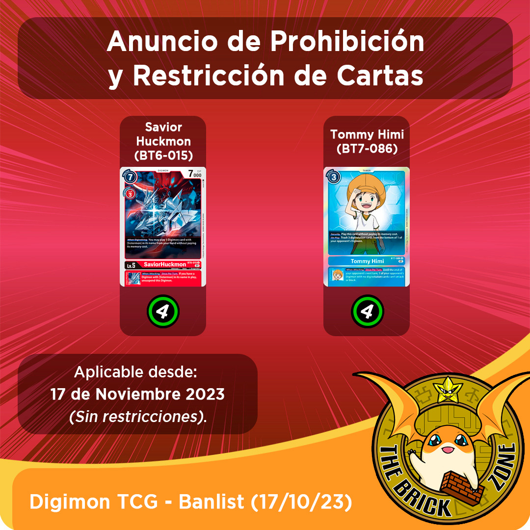 TheBrickZoneTCG's tweet photo. Este es nuestro reporte como equipo ante la nueva Banlist del día 17 de Octubre.

Si bien la lista fue anunciada ayer, para nosotros entrará en vigencia RECIÉN a partir del día 17 de Noviembre.
Para ver todo mas detallado visiten nuestro instagram. https://t.co/kfJM1ztEVY https://t.co/3RlUJVECvt