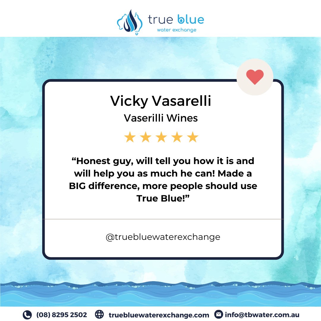 Thrilled to share this glowing feedback from one of our valued customers! 😊 Your satisfaction is our greatest achievement. We're here to serve and exceed your expectations. Thank you for choosing us! #CustomerFeedback #HappyCustomers #truebluewaterexchange #TBWE #WaterMarket