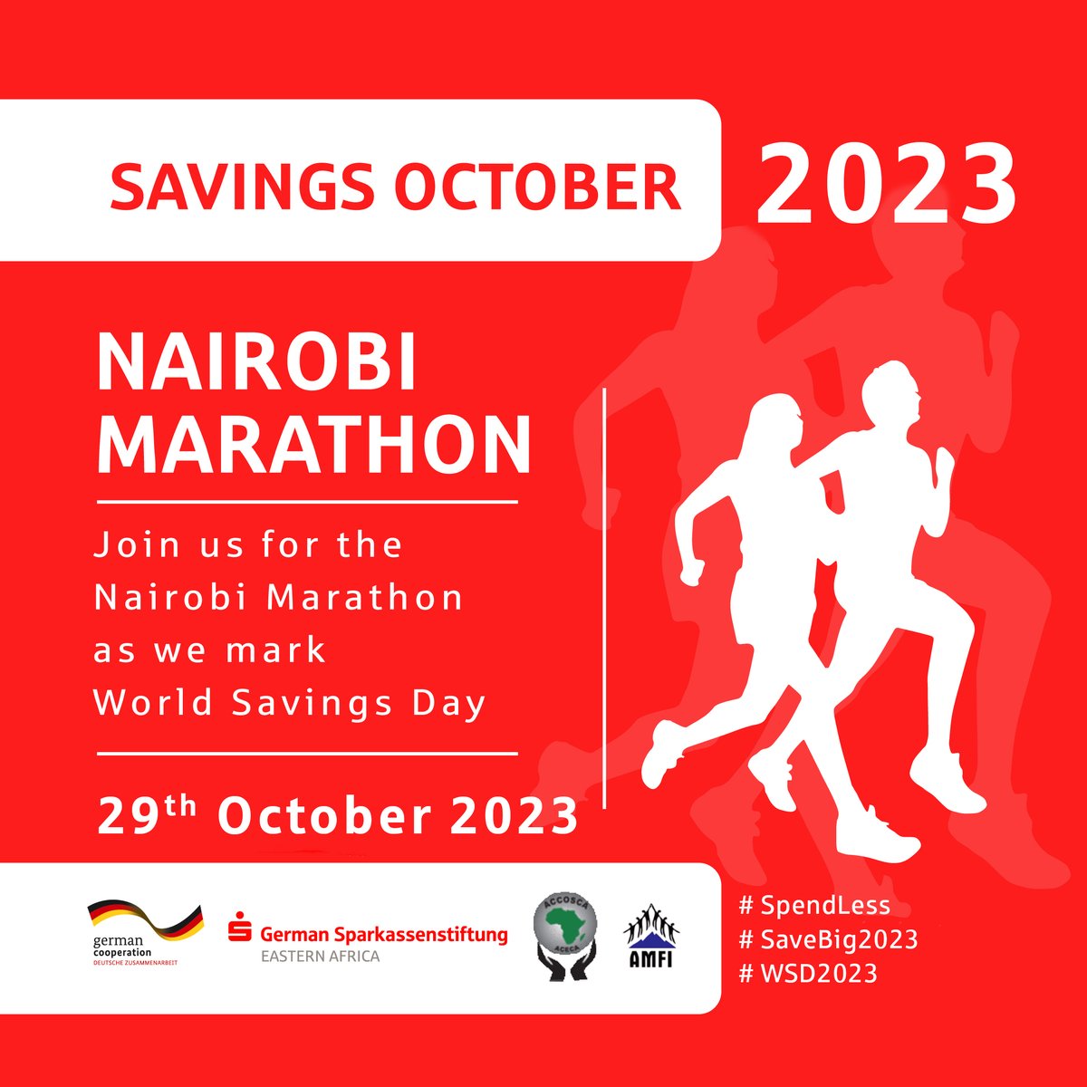 Embrace the Savings Revolution! Join us for the World Savings Day Marathon, as we gather in Nairobi. Don't forget to lace up for the Nairobi Marathon and run towards a financially secure future.🏃‍♂️ Let's transform saving into a way of life.
#SpendLess #SaveBig2023 #WSD2023