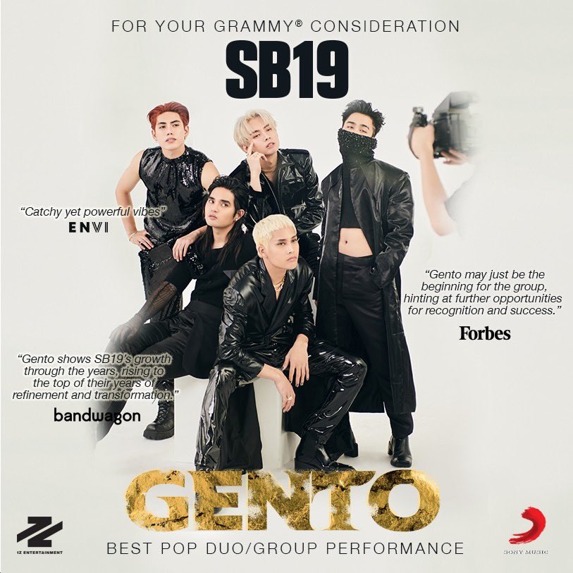The song GENTO is a catchy word play of word that means, “ganito” (literally, like this) and is also a double entendre to “ginto” (gold).

It delivers a powerful message of their growth as a group, after years of refinement--just like gold.

So let's #GetSB19GrammyNominated