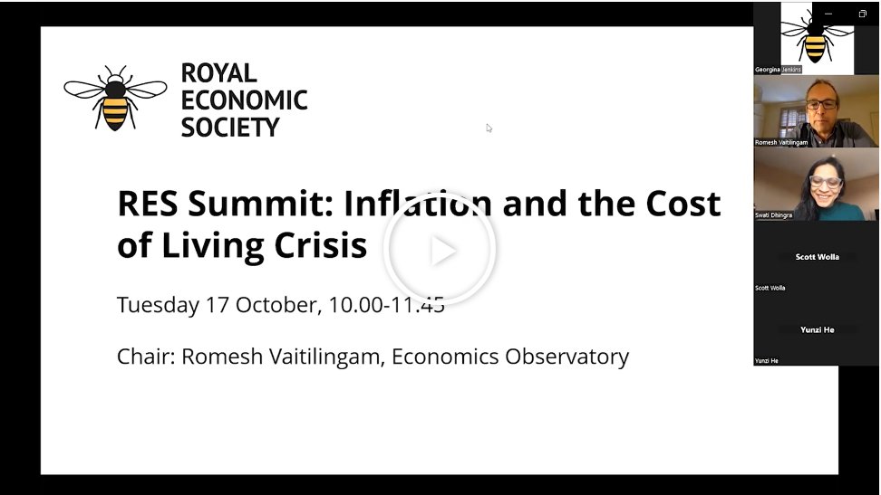 RoyalEconSoc's tweet photo. ▶️The recording of the #RESCostofLiving Summit ‘Inflation and the Cost of Living Crisis’ is available to view for #RESmembers. Resources from the presenters are also available to read.

Recording &amp; resources👉https://t.co/QYvXJ0KLYY

#econtwitter #RESSummit #RESmembership https://t.co/0ImgmlhRst