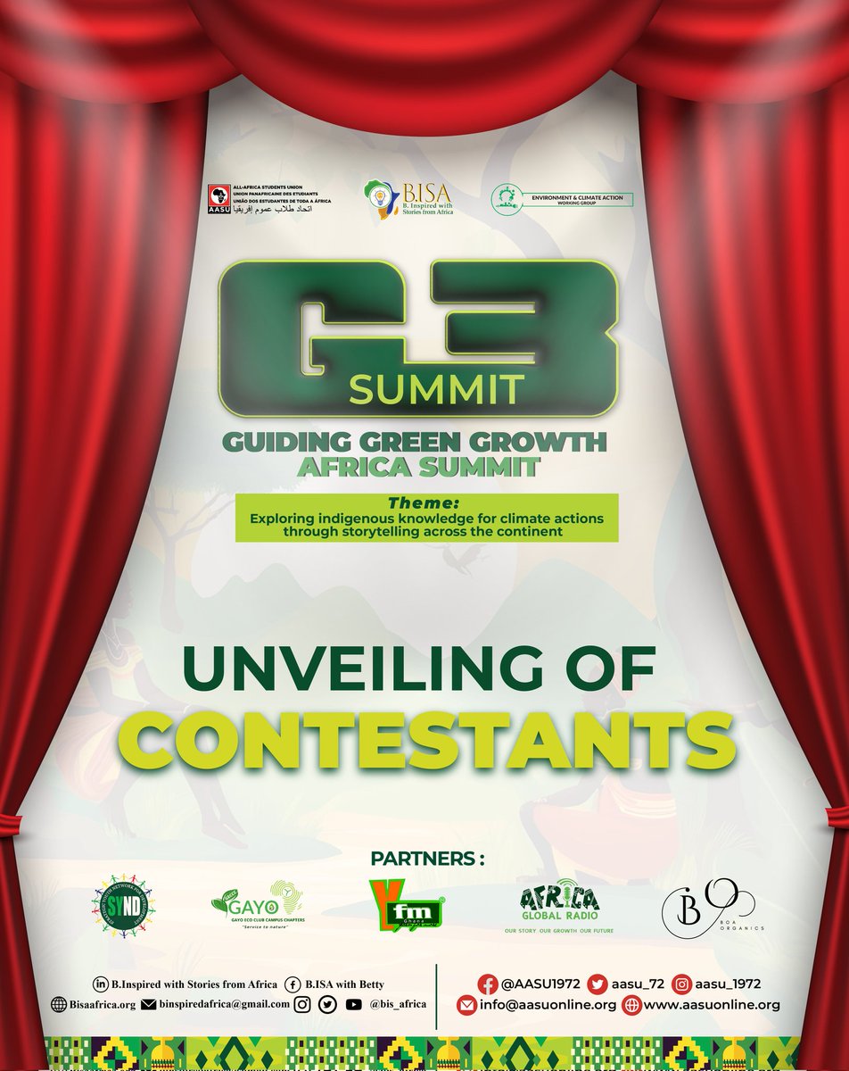 aasu_72's tweet photo. Join us this Saturday at the University of Ghana (Limann Hall) for the #G3Summit, a groundbreaking #storytelling event on #indigenous knowledge and #climateaction!
Hear #empowering #stories and #solutions from Ghanaian #youth. https://t.co/wmXiItPmdj