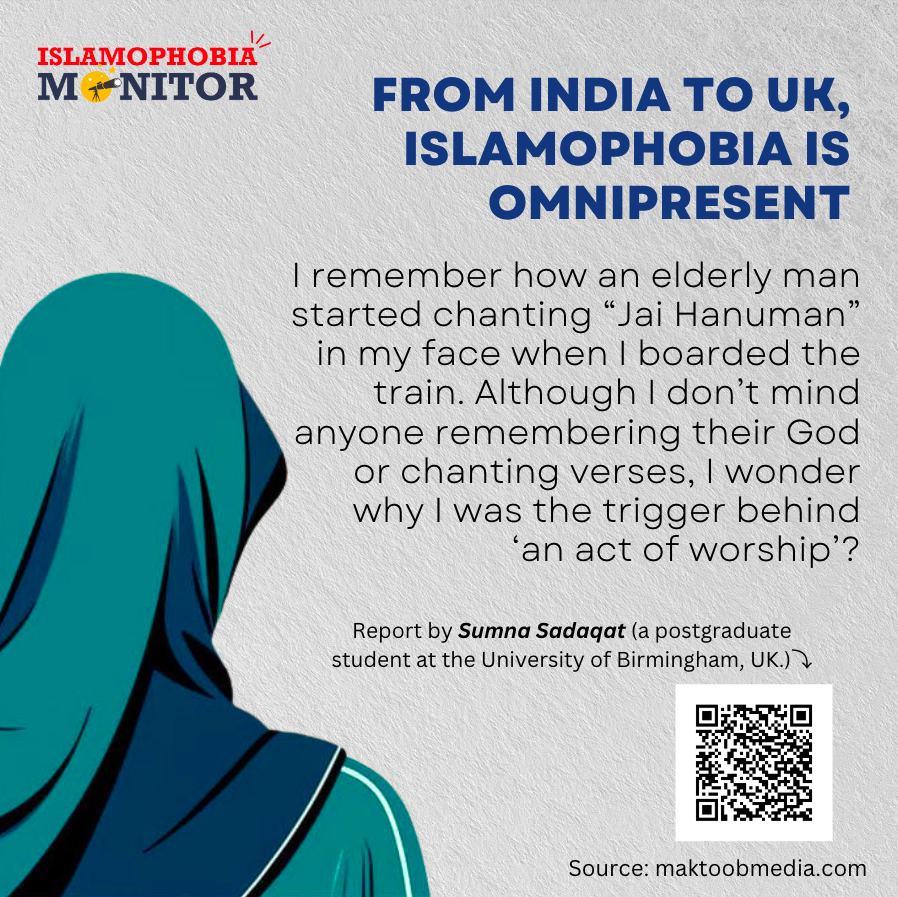 imonitor2023's tweet photo. My experience of #Islamophobia did not come to an end even at the last moment when I was in my country.
✍️ Opinion by Sumna Sadaqat for @MaktoobMedia
https://t.co/F9RIad8nXT
#India #IslamophobiaMonitor https://t.co/Z4xiOCkAVp