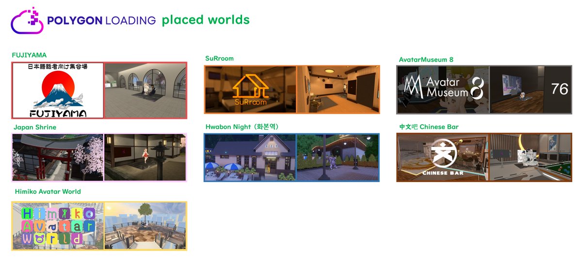 展示ギミックにmoonshot様（<a href="/Moonshot_Verse/">moonshot</a>）から「nova」ちゃんと「AR-15 blaze」ちゃんの2名を展示させて頂きました！
ブランドイメージは"宇宙×アイドル"と"バーチャルミリタリー"でとても素敵です！両名ともサンプルアバターを試着できます！
 #PolygonLoading