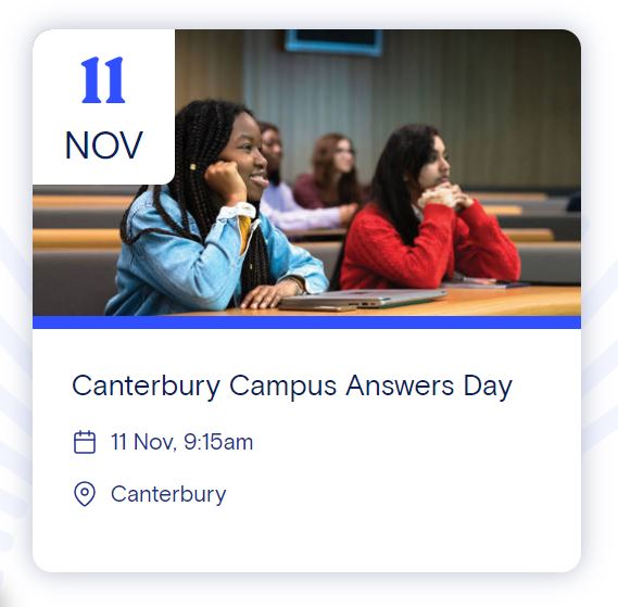 CCCU Arts, Humanities & Education (@cccuartshumsed) on Twitter photo ** Sat 11 Nov | Canterbury Campus Answers Day **
More than a standard Open Day, you get the opportunity to quiz our staff & students and get your questions answered.
Book now: bit.ly/45B0otB
<a href="/cccu_humanities/">CCCU Humanities</a> <a href="/marissiafr/">Marissia Fragkou</a> <a href="/BookcultureCCCU/">Dr Claire Bartram</a> <a href="/KentMaps1/">Kent Maps Online</a> <a href="/CCCUeccorp/">Early Childhood Community of Research and Practice</a> ** Sat 11 Nov | Canterbury Campus Answers Day **
More than a standard Open Day, you get the opportunity to quiz our staff & students and get your questions answered.
Book now: bit.ly/45B0otB
<a href="/cccu_humanities/">CCCU Humanities</a> <a href="/marissiafr/">Marissia Fragkou</a> <a href="/BookcultureCCCU/">Dr Claire Bartram</a> <a href="/KentMaps1/">Kent Maps Online</a> <a href="/CCCUeccorp/">Early Childhood Community of Research and Practice</a>