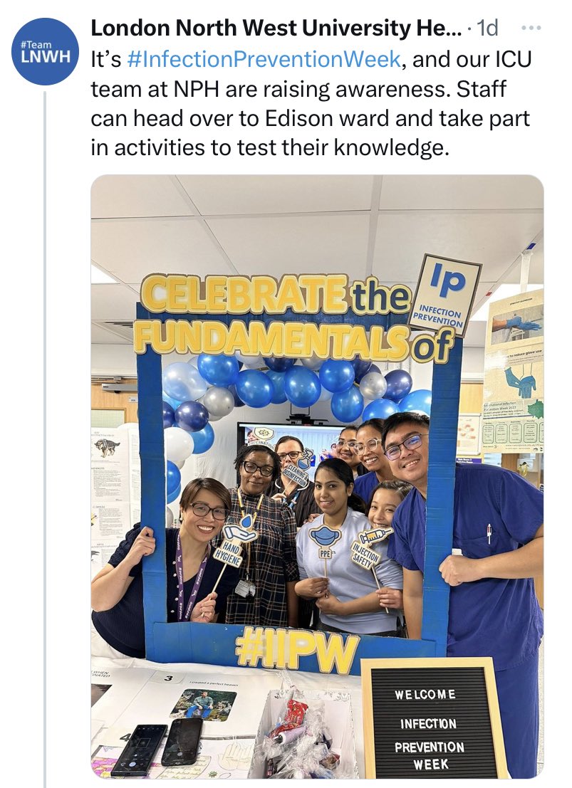 “Celebrating the fundamentals of infection prevention…”

…by not even following the most basic of infection control measures.

#MasksinHealthcare