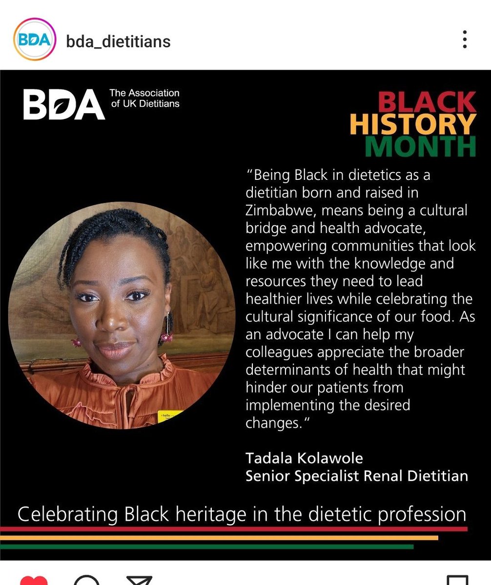 Love what you do, do what you love.
What being of African heritage means to me in my profession as a dietitian... 
#BlackHistoryMonth    
#AHPsdeliver 
#diversify