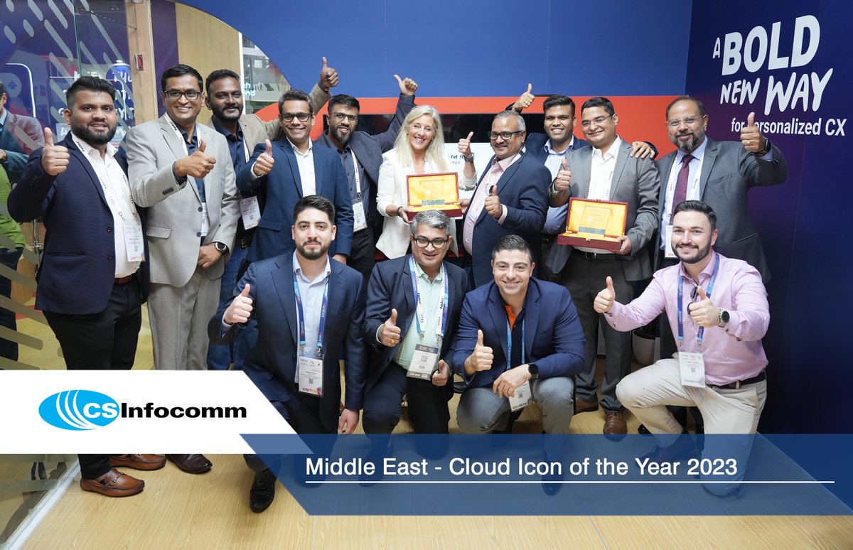 CSInfocomm's tweet photo. ๐ Thrilled to be named Middle East Cloud Icon of the Year 2023 by @Genesys at @Gitex_Global ! This award belongs to our incredible team and our amazing customers. Thank you for your continued support. ๐ #GitexGlobal2023 #CloudIcon #ThankYou
PS: Thank you @Genesys https://t.co/y6d6mHyXlr