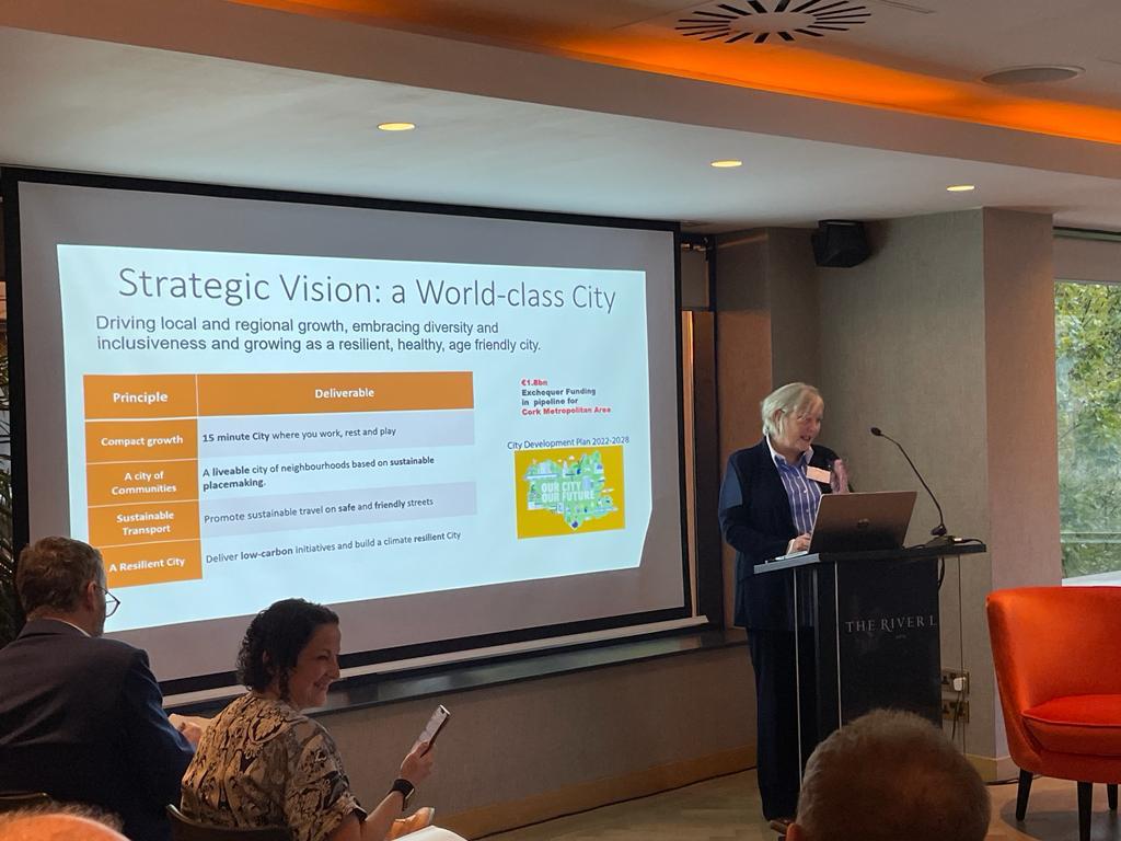 BritEmbDublin's tweet photo. We're in Cork today, kicking off the 'Joining the Dots' 5 year anniversary, with today's focus on the important area of retrofitting.

Great to see so many partners - old and new - in attendance to build conversations and connections around retrofitting and the #NetZero agenda. https://t.co/09lOy58ibp