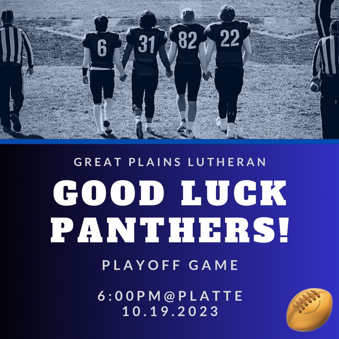 Good luck Panthers!!
@GoPantherFB @GPLHS 
#GoPanthers #Playoffs2023