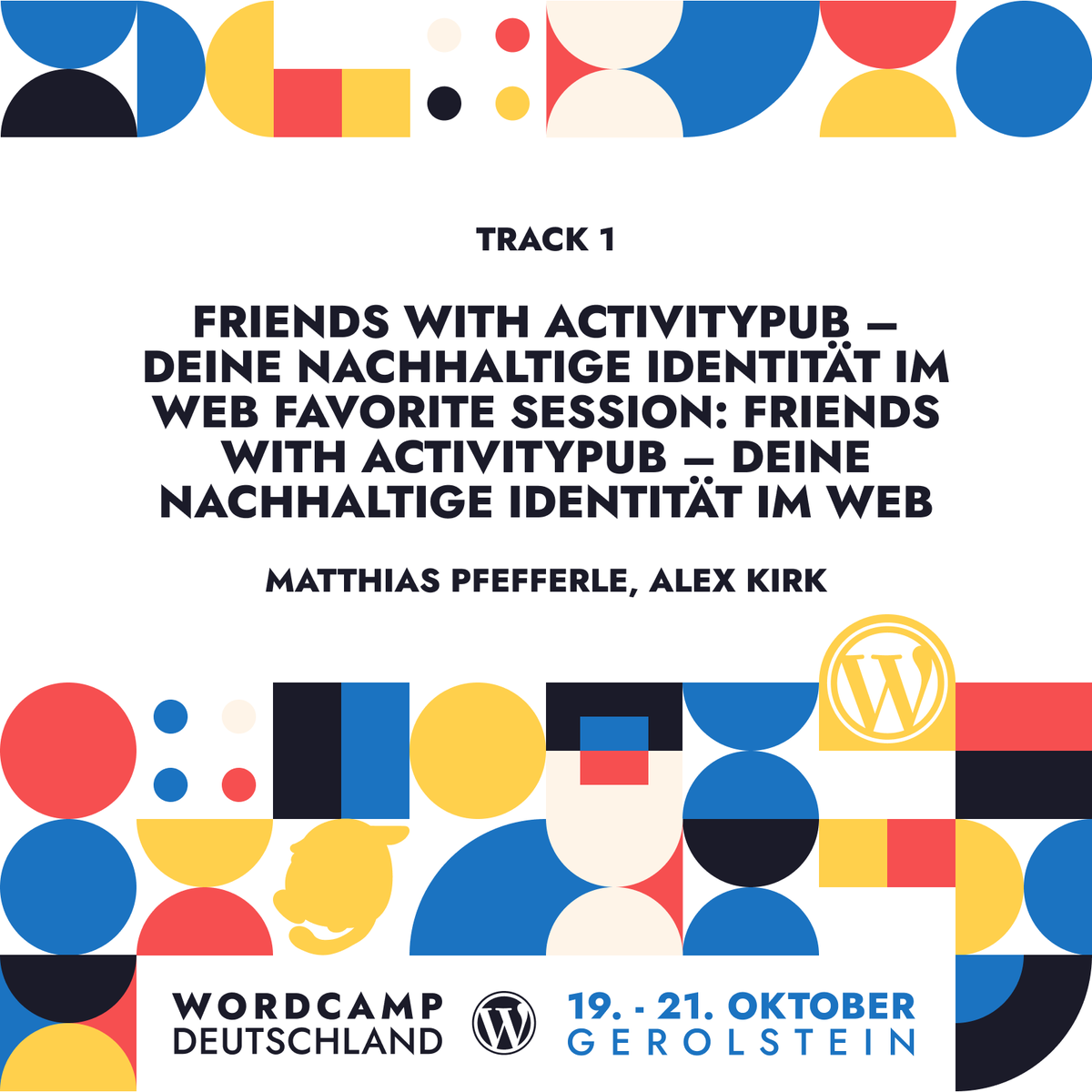 Next on Track 1: Matthias Pfefferle &amp; Alex Kirk, Friends with ActivityPub – Deine nachhaltige Identität im Web
#WCDE23 #WCDE #WordPress