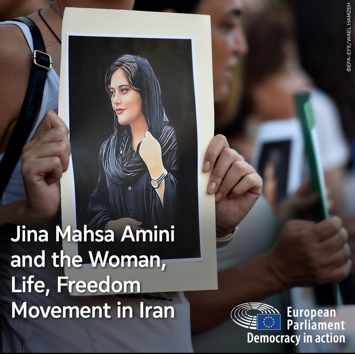Women. Life. Freedom. Today the European Parliament awarded the 2023 #SakharovPrize to #MahsaAmini & the #WomenLifeFreedom Movement in Iran. These brave women, men & young people have inspired the world through their fight for equality, liberty & dignity.