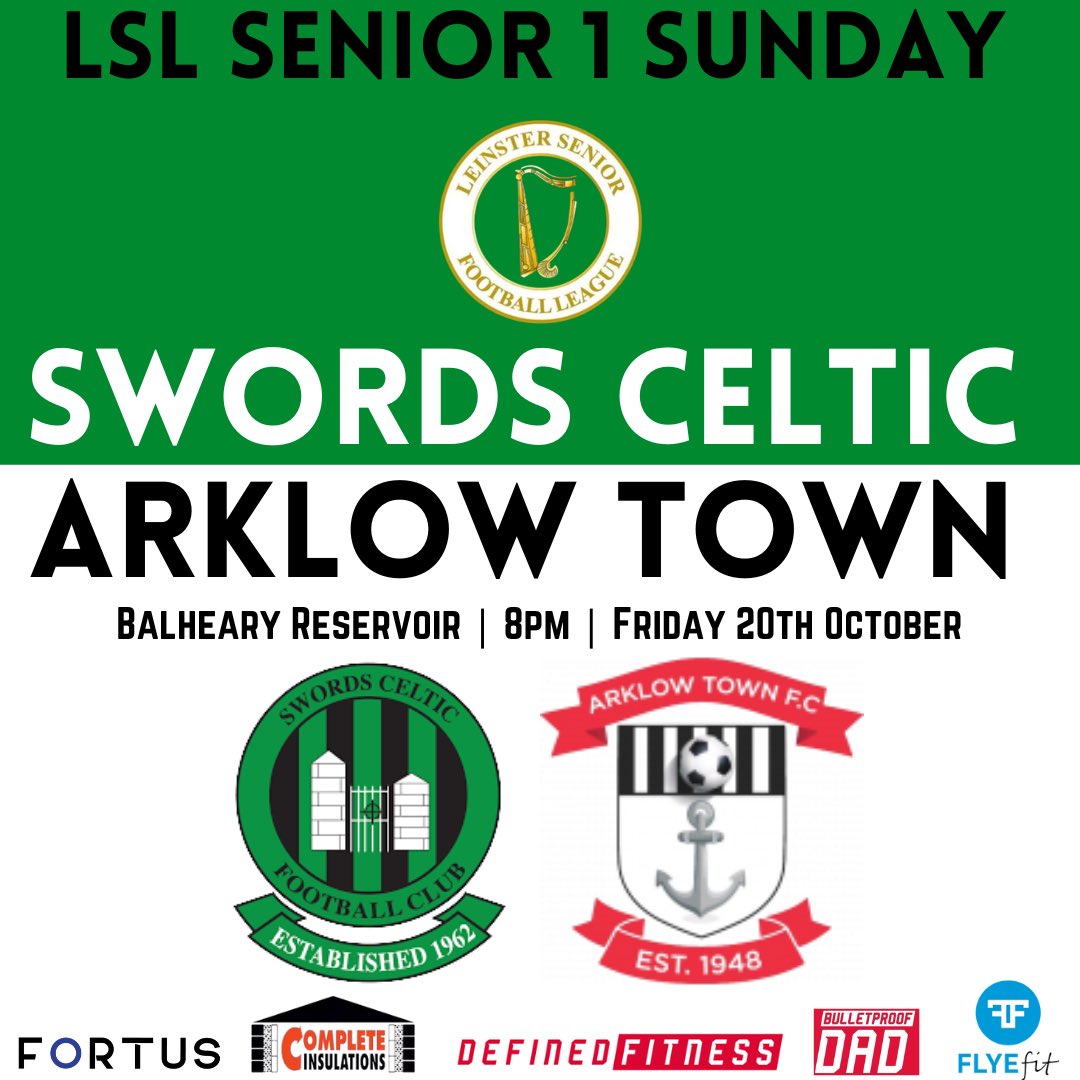 🚨 FIXTURE 🚨 

🏆 LSL Senior 1 Sunday 
⚽️ <a href="/ArklowTownFC1/">Arklow Town FC</a> 
🗓 Friday 20th October
⏰ 8pm
🏟 Balheary Reservoir 

After 6 consecutive away games, we finally return home &amp; welcome Arklow  to Balheary for our 2nd home game of the season tomorrow night 🤝

🟢⚫️⚔️🟢⚫️ 

#lsllivescore