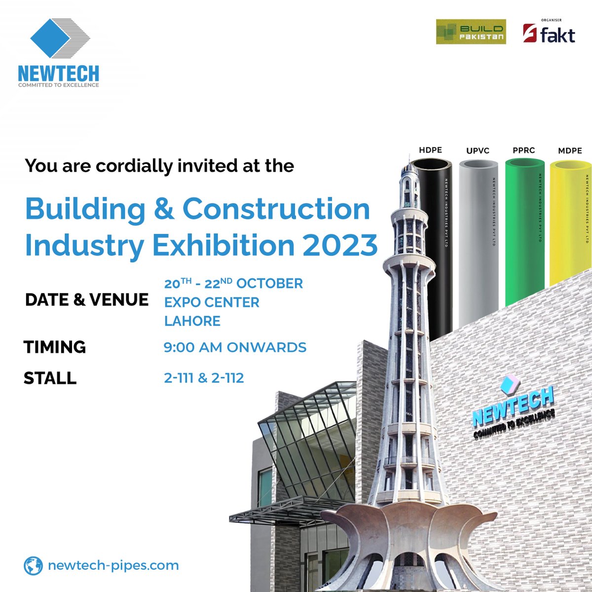 newtech_pipes's tweet photo. Let's Build Pakistan Togehther! Are you Ready Lahore? to attend the Build Pakistan Expo 2023.
๐
Date: October 20th to 22nd, 2023
๐ Venue: Lahore Expo Center
#NewtechExpo2023 #Sustainability #Innovation #LahoreEvents #BuildPakistanExpo #NewtechIndustries https://t.co/PBhaAUvkJE