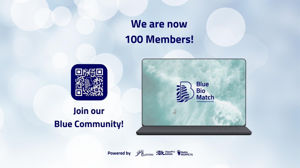 Just like that… We're 100! 💙

After a month from #BlueBioMatch launch, our community of startups, policy makers, researchers, funders, and innovators is growing fast! 🌟🌊

Are you active in the #BlueBioEconomy? Join us at bluebiomatch.hivebrite.com 🐟
#algae #mussels #aquaculture
