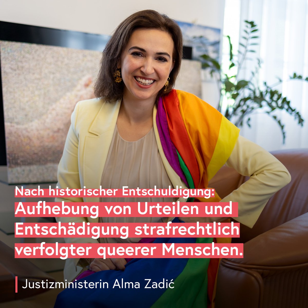 Die strafrechtliche Verfolgung homosexueller Menschen war ein dunkles Kapitel der 2. Republik. Daher habe ich mich im Namen der gesamten Justiz bei allen Menschen, die aufgrund ihrer sexuellen Orientierung strafrechtlich verfolgt wurden, für dieses Unrecht entschuldigt. (1/3)