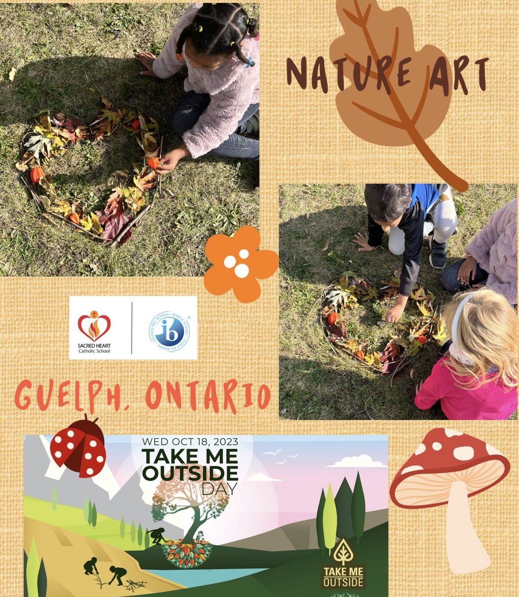 SHFlames's tweet image. Happy #TakeMeOutsideDay 2023! We collected fallen leaves, sticks and seeds to create a beautiful natural art piece. Our learners' curiosity fosters a sense of wonder and gratitude for the seasonal fall colours.