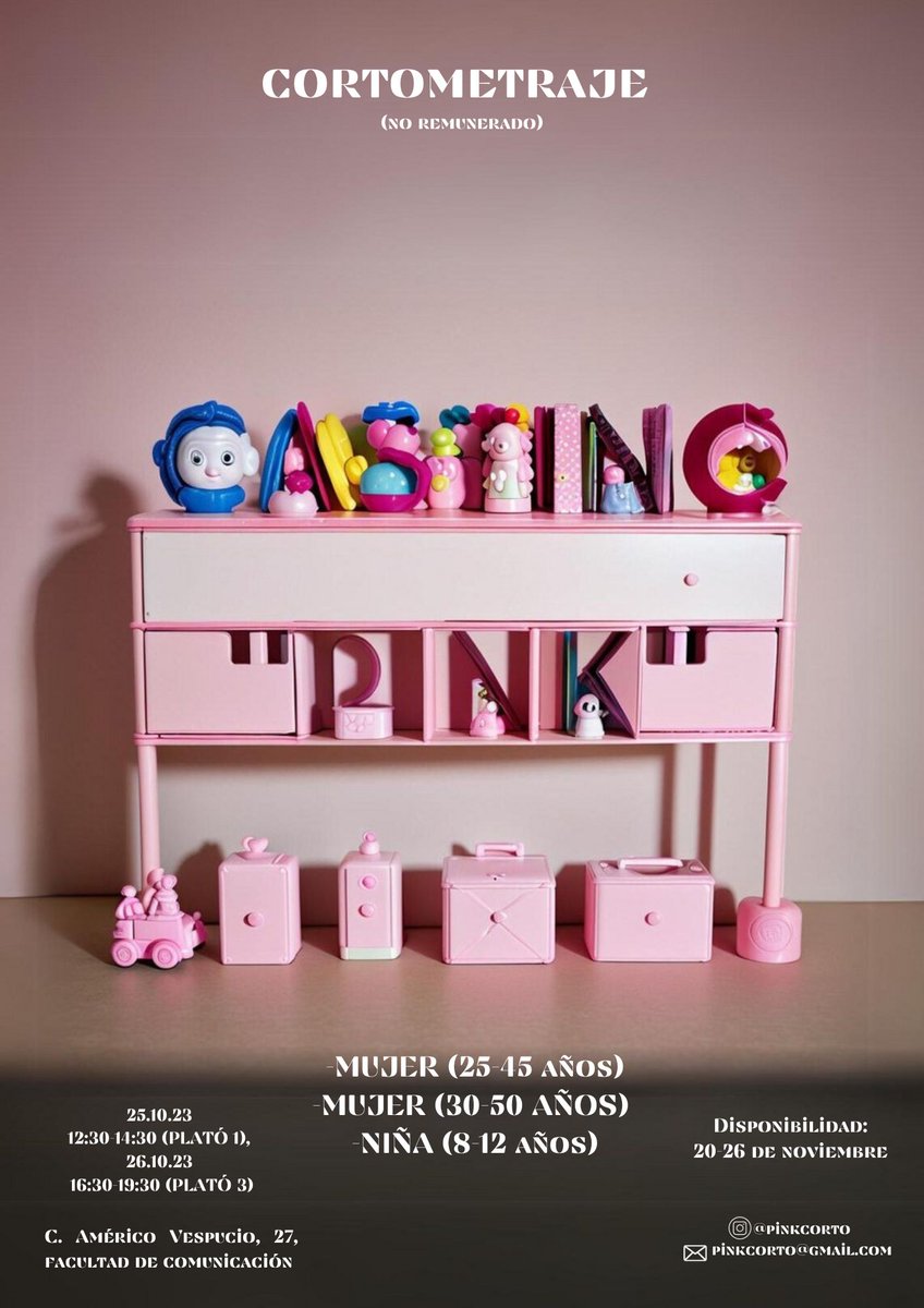 Los alumnos de 3° de Comunicación Audiovisual US estamos buscando actrices de estas edades que quieran participar en nuestro cortometraje. Todo lo que necesitas saber está en la imagen 🧸 nos vemos pronto!
Se agradece difusión.

#FCom #US #Cortometraje #Casting #Sevilla <a href="/FCom_US/">Facultad de Comunicación, Universidad de Sevilla</a>