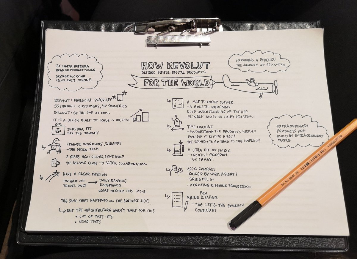 krisztaszerovay's tweet photo. Maria Herrerra shared the @RevolutApp 10 redesign journey at the George UX Conference by @myGeorgeWorld, here is my sketchnote of the talk
#revolut #fintech #georgeuxconf #designconf https://t.co/L2Q2UiAQxa