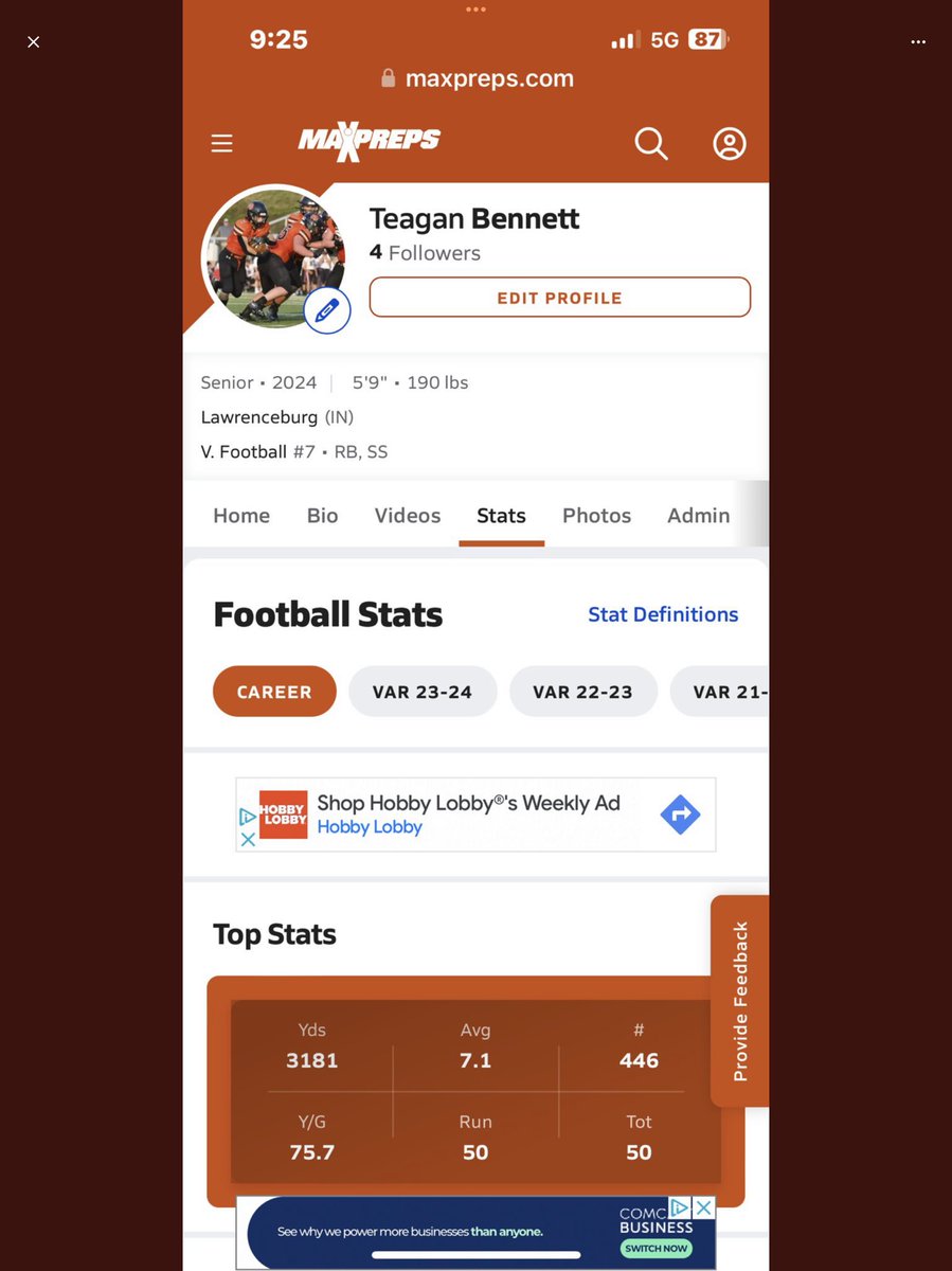 Here’s another very talented running back I’ve had the pleasure of working with.  Teagan still comes in weekly for Muscle Activation Techniques (MAT) after rehab of a hamstring injury which limited his time early in the season.  MAT has helped him correct muscle imbalances and