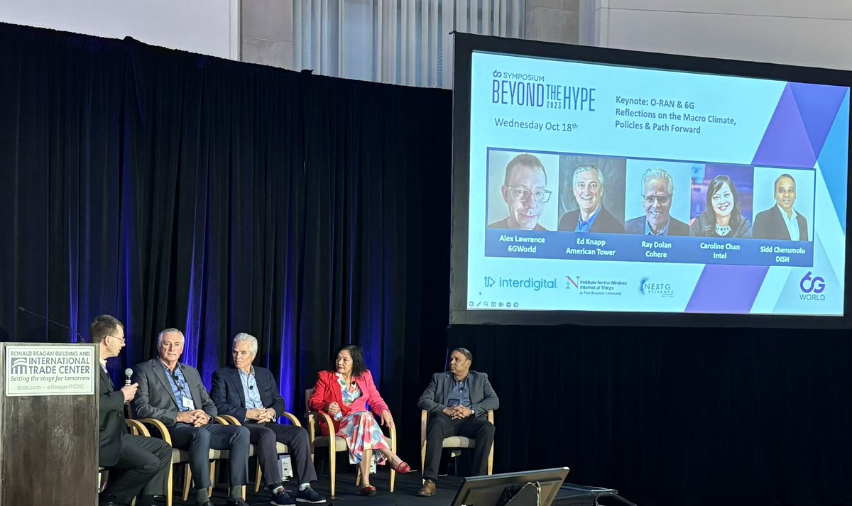 Ronny Haraldsvik (@haraldsvik) on Twitter photo Closing keynote panel from day 1 at <a href="/6GWorld/">6GWorld</a> #6G Symposium in D.C. where the panelists discussed programmable networks, multiG coexistence of multiple waveforms and rethinking how networks are deployed and managed <a href="/Cohere_MultiG/">Cohere Technologies</a> <a href="/dishwireless/">DISH Wireless</a> <a href="/AmericanTowerUS/">American Tower US</a> <a href="/Intel5GNetworks/">Intel 5G Networks</a> Closing keynote panel from day 1 at <a href="/6GWorld/">6GWorld</a> #6G Symposium in D.C. where the panelists discussed programmable networks, multiG coexistence of multiple waveforms and rethinking how networks are deployed and managed <a href="/Cohere_MultiG/">Cohere Technologies</a> <a href="/dishwireless/">DISH Wireless</a> <a href="/AmericanTowerUS/">American Tower US</a> <a href="/Intel5GNetworks/">Intel 5G Networks</a>