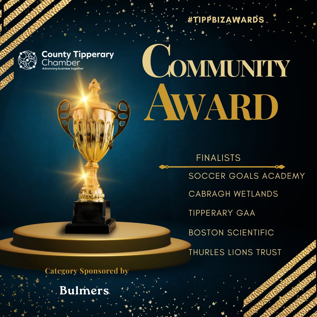 Next Shortlist category is the Community Award which is kindly sponsored by Bulmers.

#TippBizAwards #ctc #tipperary #event #celebrate #supportlocal