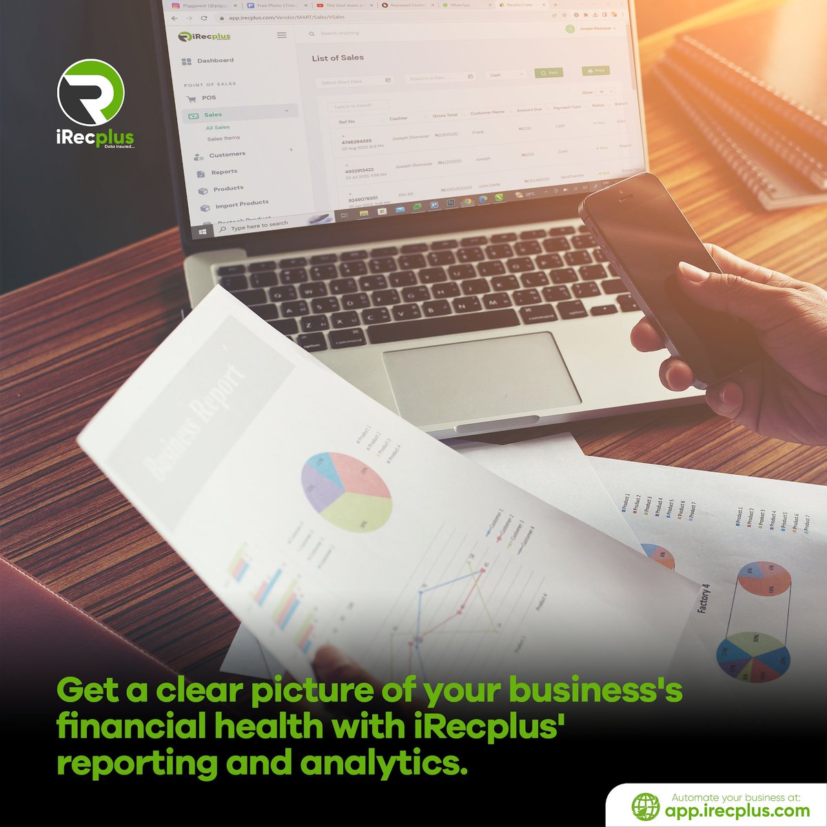 Don't be in the dark about your business's financial health! 

Get a clear picture with iRecplus' analytics and reporting! 

Visit app.irecplus.com to get started today.