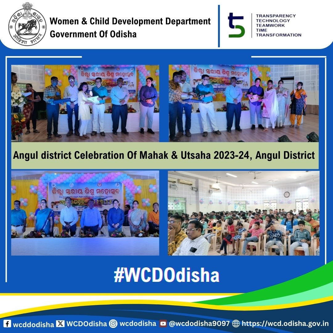 WCDOdisha's tweet photo. Angul district celebrates its vibrant culture and the spirit of its youth at #Mahak & #Utsaha 2023-24, organized by DCPU #Angul. ๐๐ #AngulFestival
@MinistryWCD @CMO_Odisha @SecyChief @_anugarg @Shubha_Sarma @lingrajpanda @angul_dm @OSCPSODISHA @UNICEFIndia @UNFPAIndia https://t.co/K53l1yCLKe