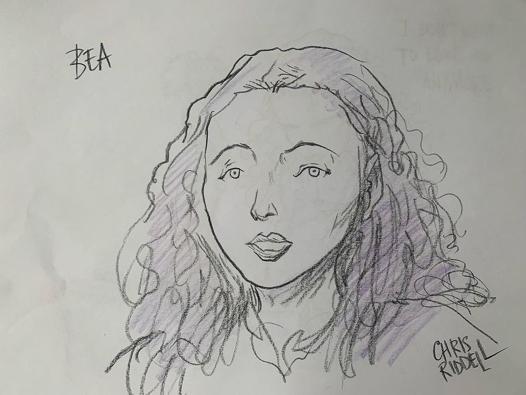 records_kin's tweet photo. Last day of tour for Bea Stewart! Last chance to get your tickets for the London show tonight.  Check out these amazing sketches by Chris Riddell from Bea’s show in Brighton, such a special night! https://t.co/GtGzDEDzrF