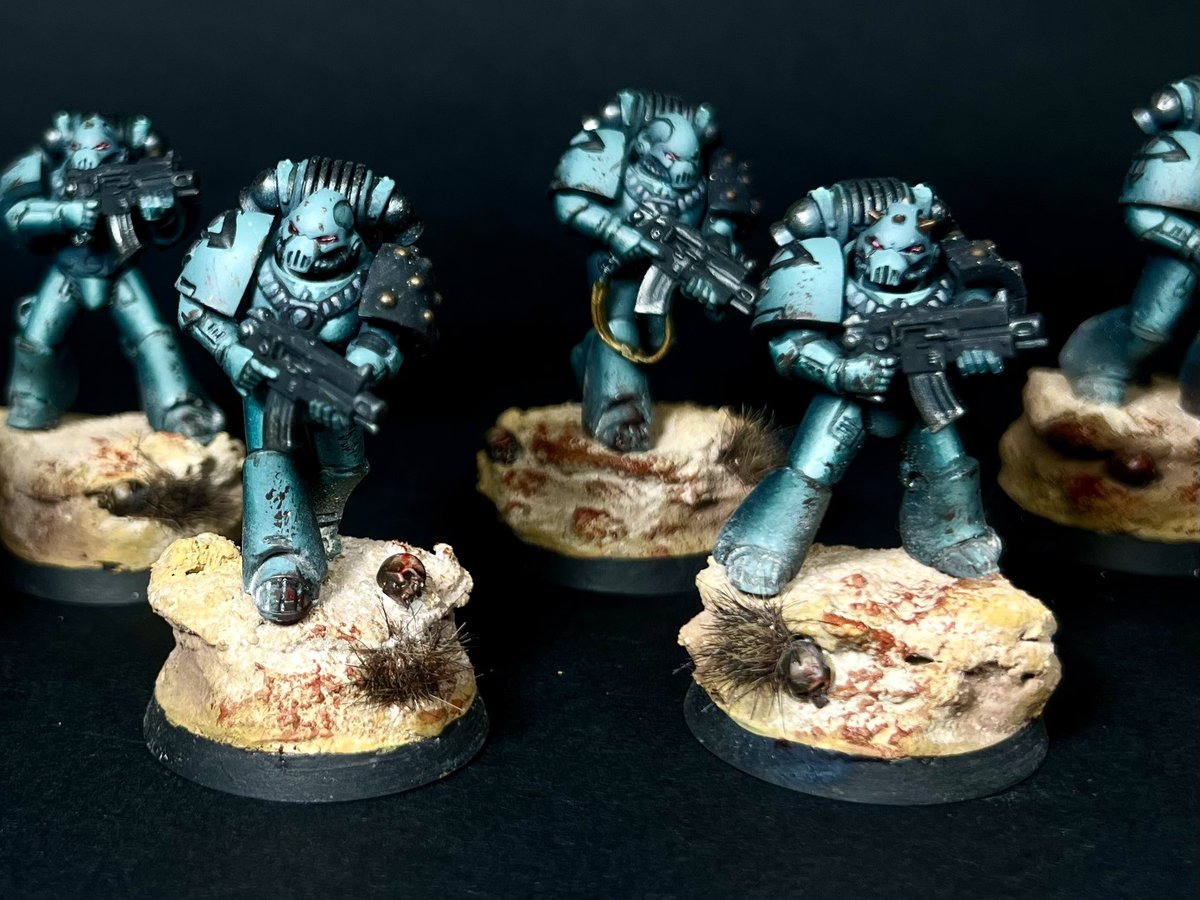 TimeNerd's tweet image. Some more tacticals wrapped up for the boys in pastel green. 

#warhammer #horusheresy #PaintingWarhammer #warhammercommunity