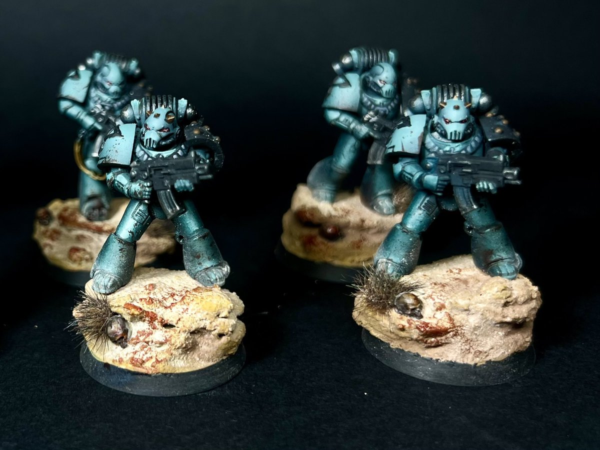 TimeNerd's tweet image. Some more tacticals wrapped up for the boys in pastel green. 

#warhammer #horusheresy #PaintingWarhammer #warhammercommunity