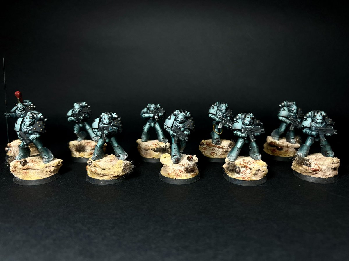 TimeNerd's tweet image. Some more tacticals wrapped up for the boys in pastel green. 

#warhammer #horusheresy #PaintingWarhammer #warhammercommunity