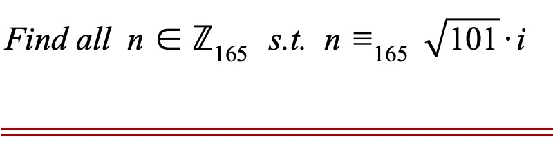 USDescartes's tweet image. #POTD #Math #ModularArithmetic 
Problem of the Day!

We&apos;ve been building up to tomorrow&apos;s Problem of the Weekend, and today&apos;s should be a piece of cake if you were able to make it through yesterday&apos;s finding of n&apos;s congruent to 𝒊.

(I&apos;ve been looking for the best i: 𝒊? ⅈ? 𝖎?)