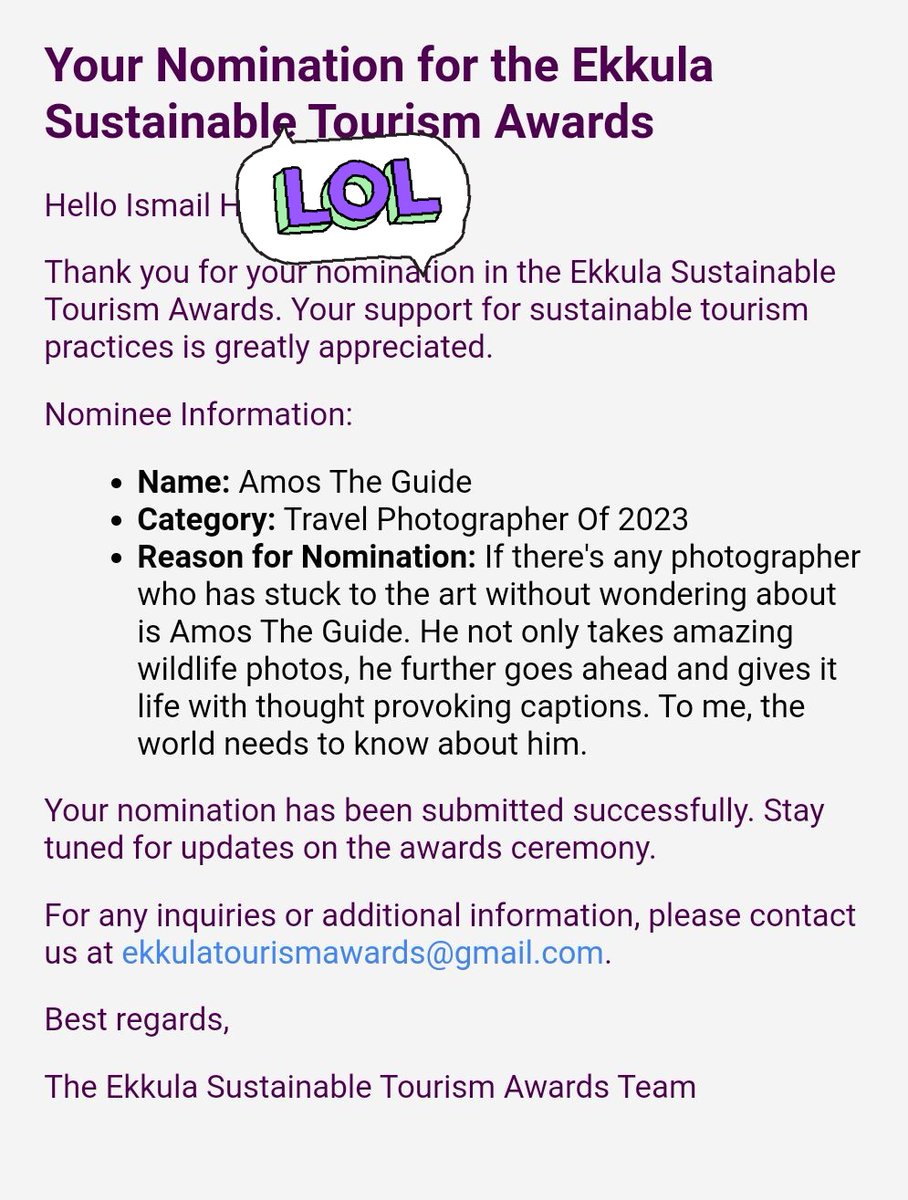 Hello bwana @AmosTheGuide, I know you are not within, however I would like to let you know that I have nominated you for this year's @EkkulaAwardsUg under the category 'Travel Photographer 2023.' I pray and hope you win my friend 🙏🏿 Signed Ras Lone Walker